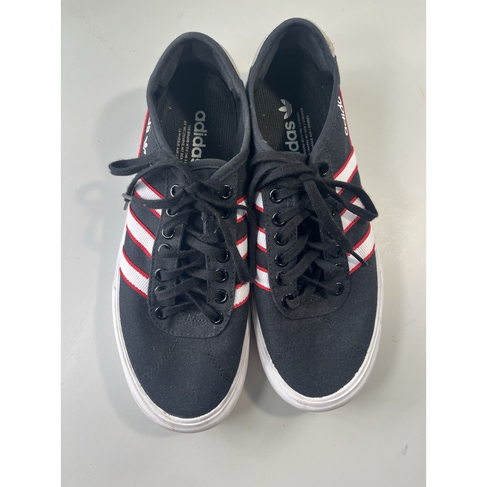 Adidas Originals Delpala Mens 7.5 Casual Skate Shoes Black White Red Low Active